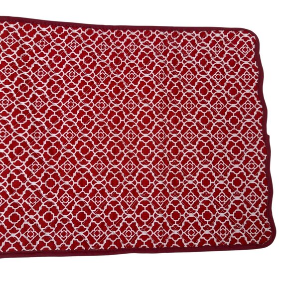WAVERLY Table Runner Mint Green Red Floral Reversible 34" Long Cotton Quilted - Picture 3 of 8